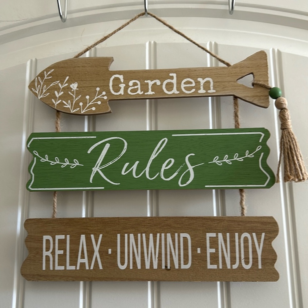 Garden Rules Hanging Sign